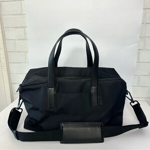 Away The Everywhere Bag In Black Nylon Black Leather Trim Weekender Duffle